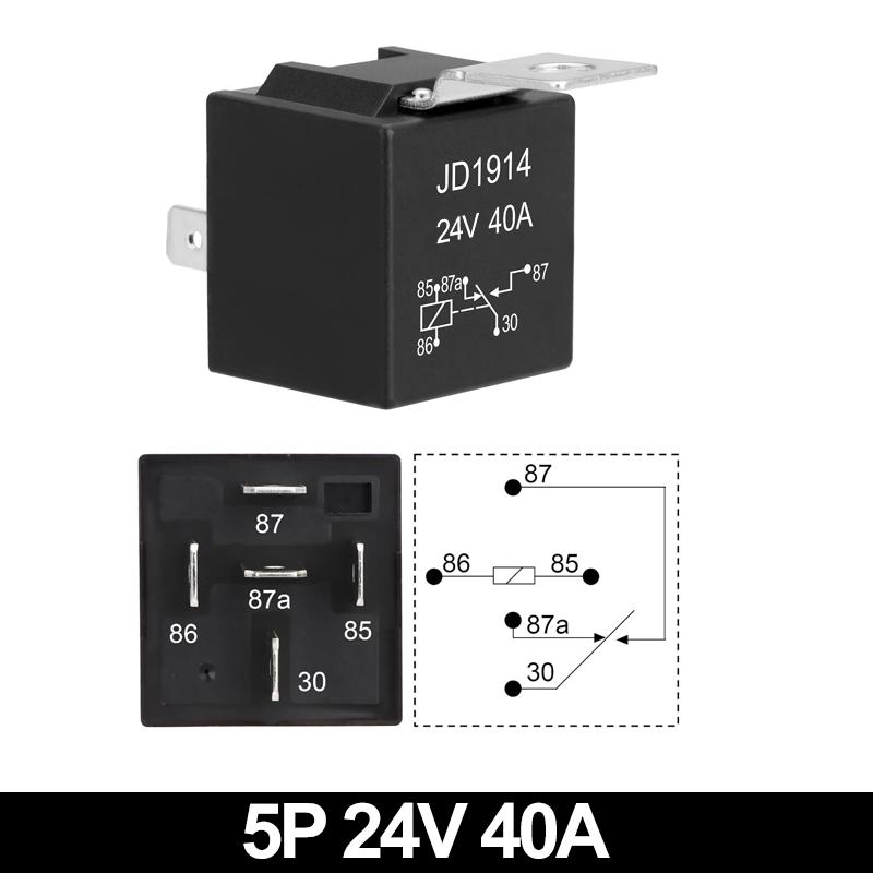 JD1914 40A 12V/24V SPDT Waterproof Car Relay 4/5 Pin Auto Switch Starter Kit for Car Boat Tractor Truck Motorcycle Relays 5