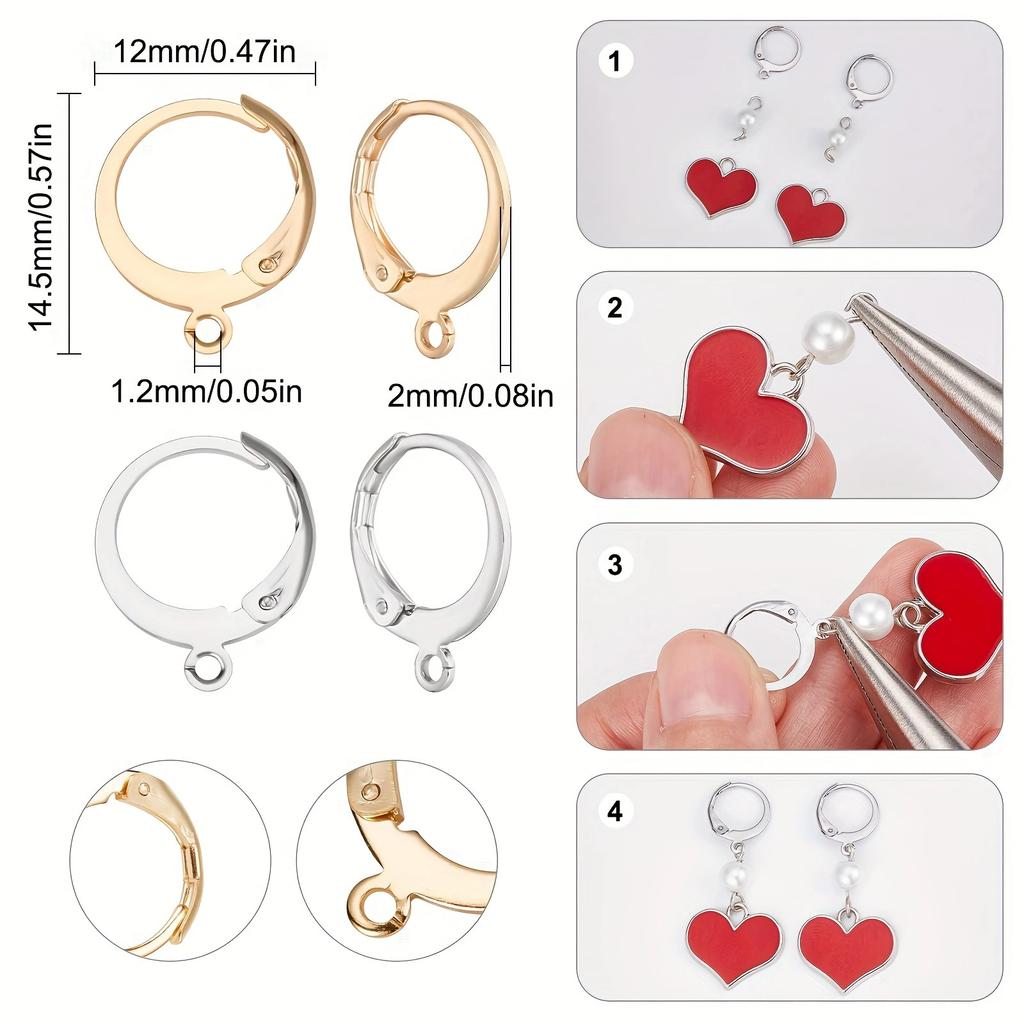 1 Box 18/48/90Pcs Earring Findings Kit Leverback Earring Hooks Hypoallergenic Huggie Lever Back Ear Wires for Jewelry Making Kit