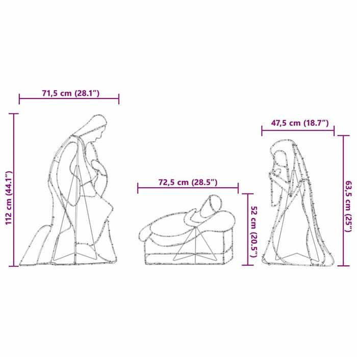 VidaXL Scène de Nativité Illuminée Multicolore 112 x 72 cm PVC, Salon, moderne, décoration de Noël lumineuse 42018951