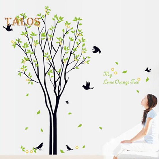 TOP-MART Lemon Tree Bird Wall Sticker Adhesive Decal Mural Living Room Bedroom Home Decor