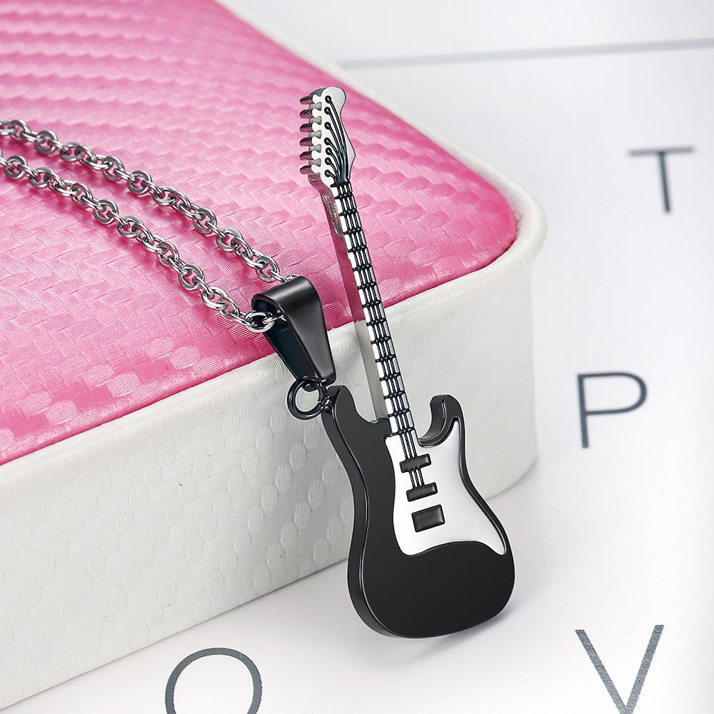 Men Rock Music Chain Necklace Guitar Pendant
