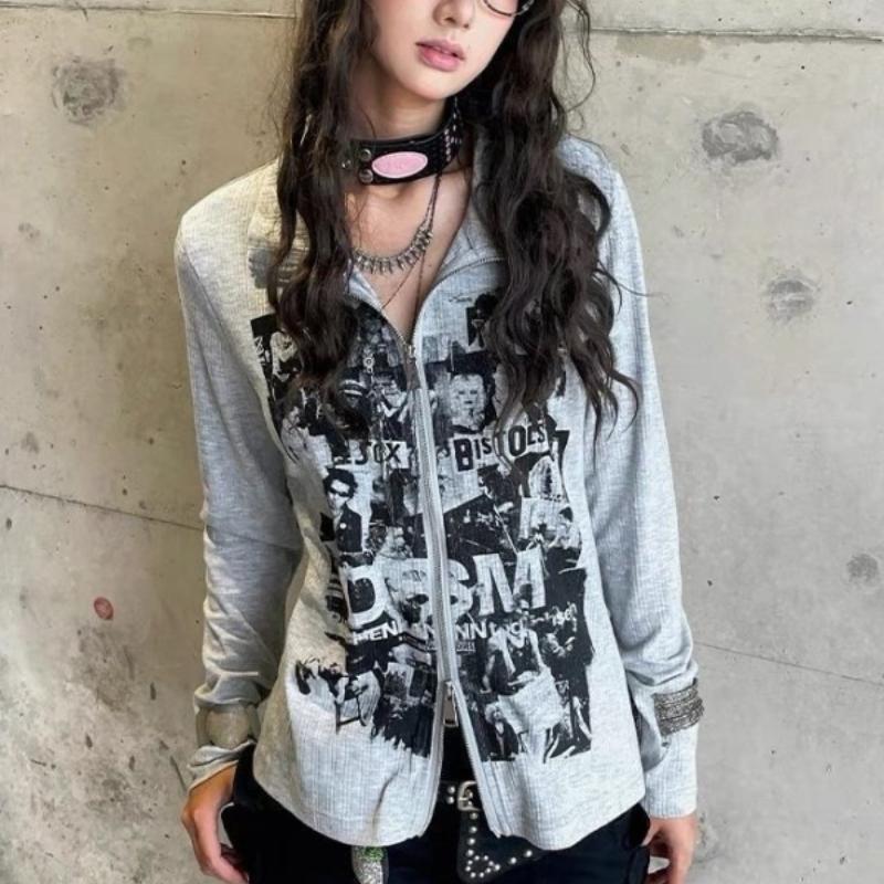 Сексуальные женские футболки на молнии с принтом, длинные, для девушек в стиле Y2K, модные женские футболки