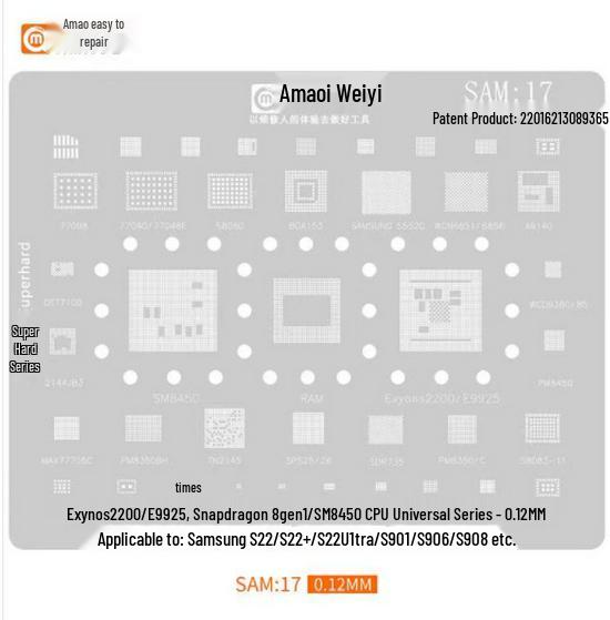 Amao Подходящий трафарет для паяльной пасты для Samsung S20/S21/A70/A90/J720/S10+/Note10 Многоцелевой чип