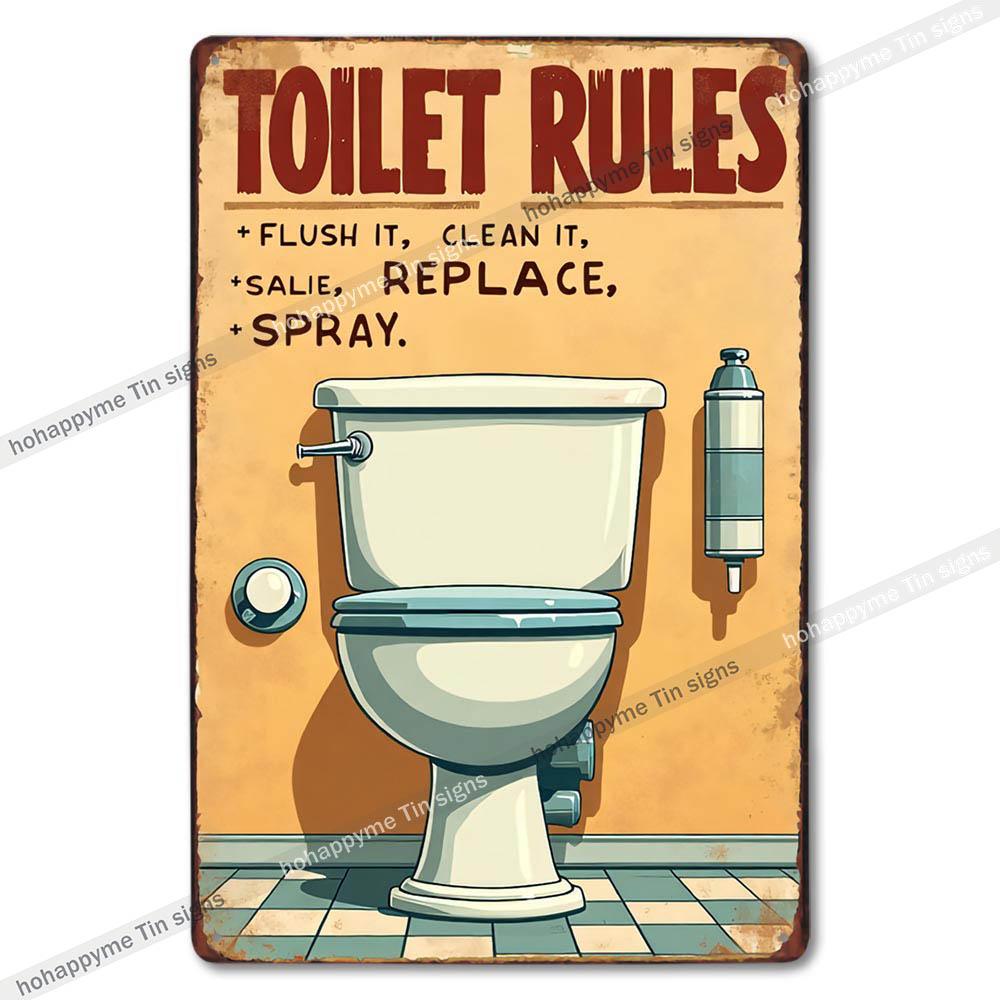 Vintage Metal Bathroom Sign Retro Funny Wall Decor for Home Restroom