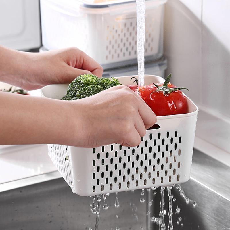 3300ML Large Refrigerator Storage Fridge Organizer Fresh Vegetable Fruit Boxes Drain Basket Storage Containers Pantry Kitchen Organizer