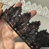 3 ярда Белая/Черная Цветочная Кружевная Отделка - Водорастворимая Вышивка Цветами для Свадебных Фат, Аксессуаров для Волос и DIY Одежды