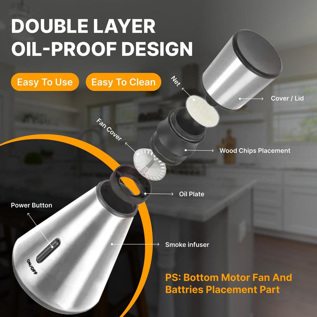 Smoking Gun Food Smoker and Tools Set, Portable Hand-held Smoke Infuser for Cocktails Drinks, Kitchen Accessories