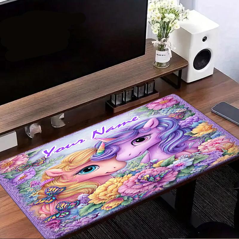 1PC Custom Name Unicorn Friendship Flowers Mouse pad, keyboard and mouse desk pad, for computer notebook Birthday Gift For Any Room Or Office