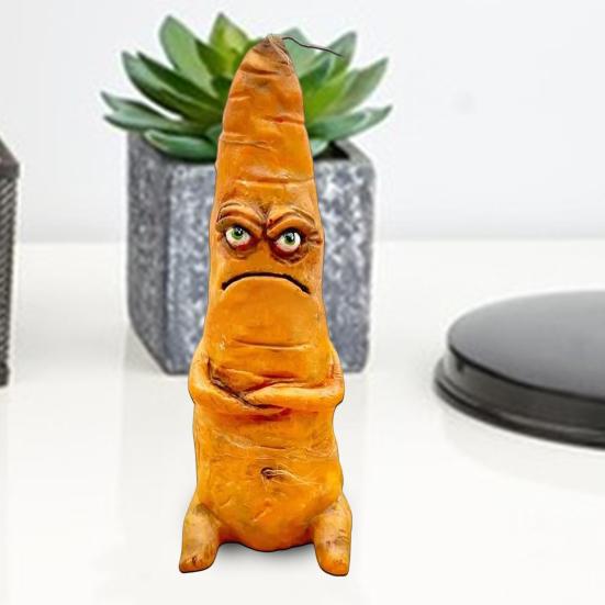 Cranky Carrot Figurine Cartoon Broccoli Celery Vegetable Resin Statue Sculpture Home Office Bookshelf Desktop Decoration
