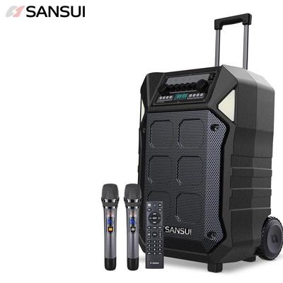 SANSUI 15-дюймовая портативная уличная колонка D15 на колесиках с беспроводным микрофоном, штекер CN (адаптер в комплекте)