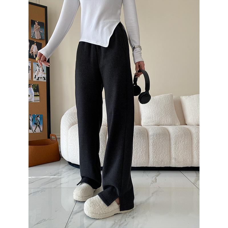 Немнущиеся широкие брюки TR с драпировкой и шлейками, осень и зима