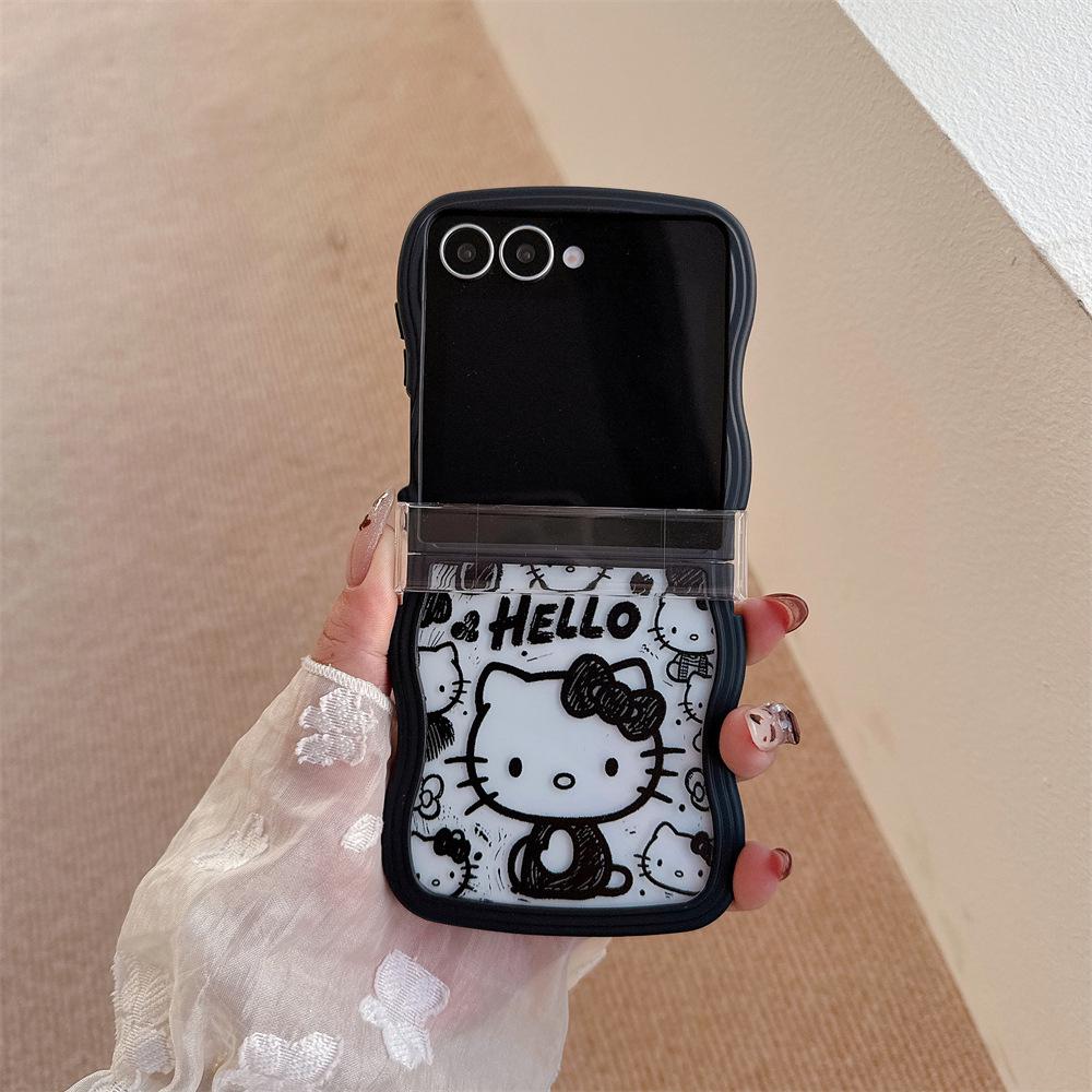 Защитный чехол для складного телефона Samsung Galaxy Z Flip7/6/5/4 с ремешком Hello Kitty