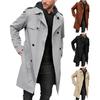 Мужская осенне-зимняя однотонная ветровка с лацканами, длинными рукавами, двубортной застежкой, карманами и поясом