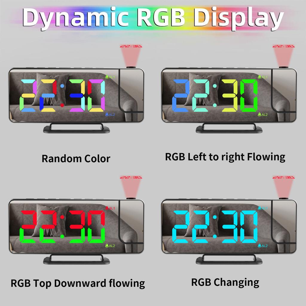 Digital Backlight Desk Alarm Clock with Projector Feature