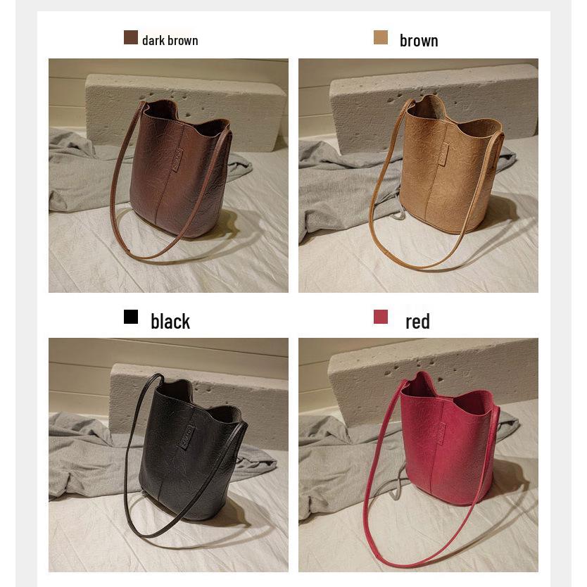 2025 Retro Suede Leather Bucket Handbag - Large Capacity Women's Crossbody & Shopping Bag
