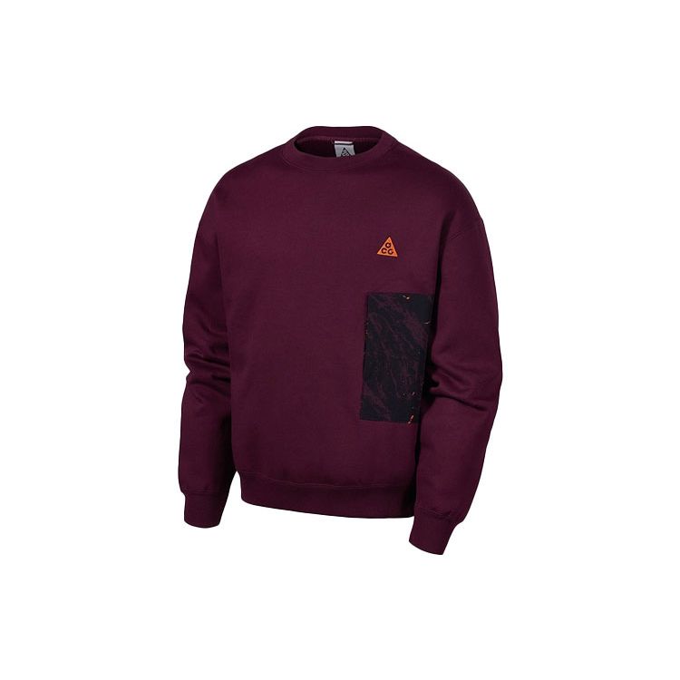 Nike ACG Crew Лоскутный спортивный пуловер, мужские топы, темно-каштановый CZ5103-643