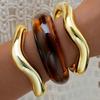 Wide Irregular Resin Bracelet Punk Cuff Bracelet Set New Exaggerated Chunky Bangles  Women