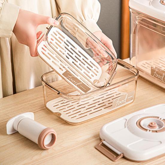 Вакуумный контейнер для хранения пищевых продуктов, банка с электрическим насосом, герметичная крышка, удобный фильтр для воды, кухонный холодильник, дренажный органайзер для еды