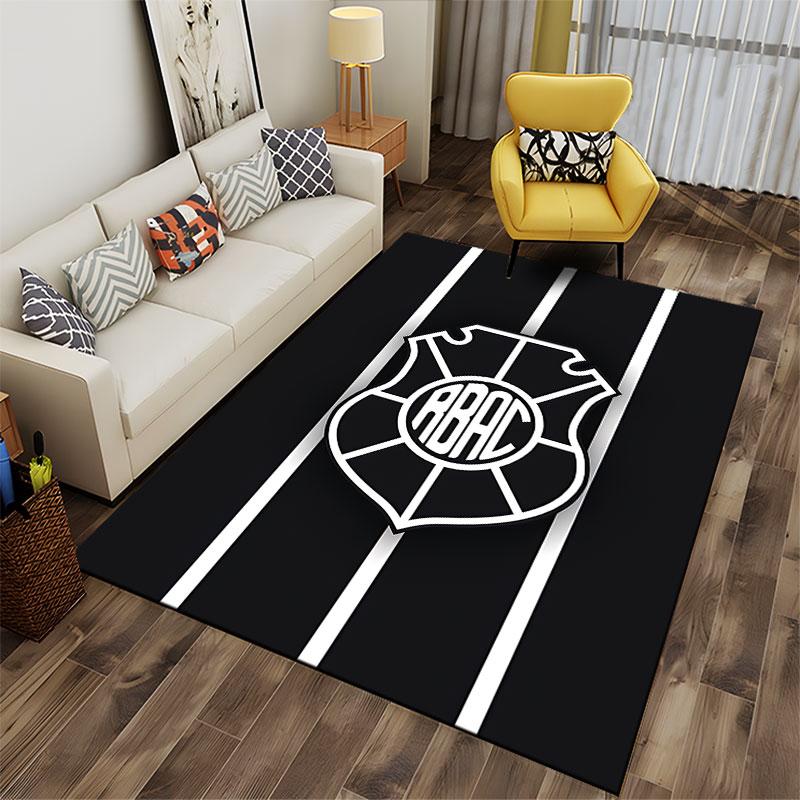 Black Striped Carpet with Emblem suitable as a non-slip mat for the living room or bedroom sofa