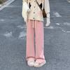 Модные толстые однотонные повседневные свободные широкие брюки женские осенне-зимние с высокой талией элегантные офисные женские брюки винтажные простые прямые брюки 25680