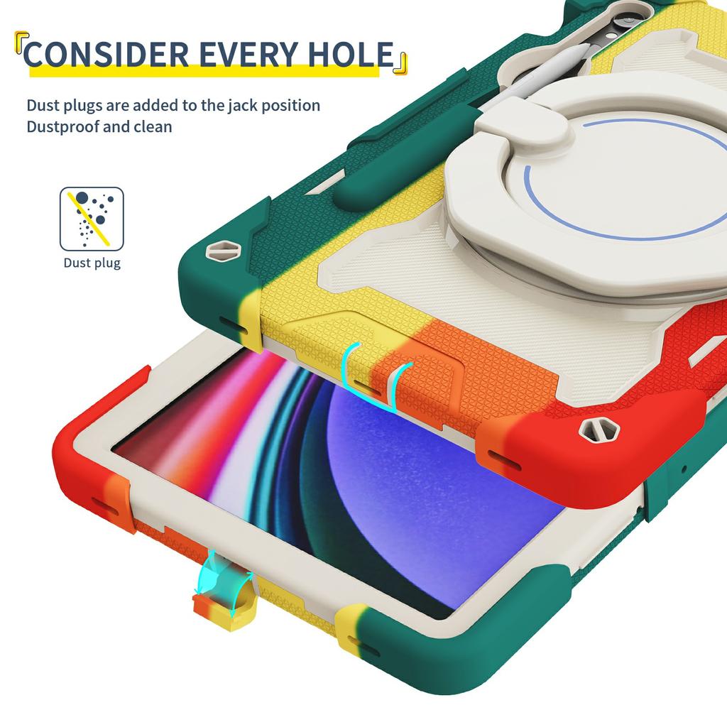 Kickstand Case for Samsung Galaxy Tab S10 Lite/S9 FE/S9 PC + Silicone Shockproof Rugged Tablet Cover