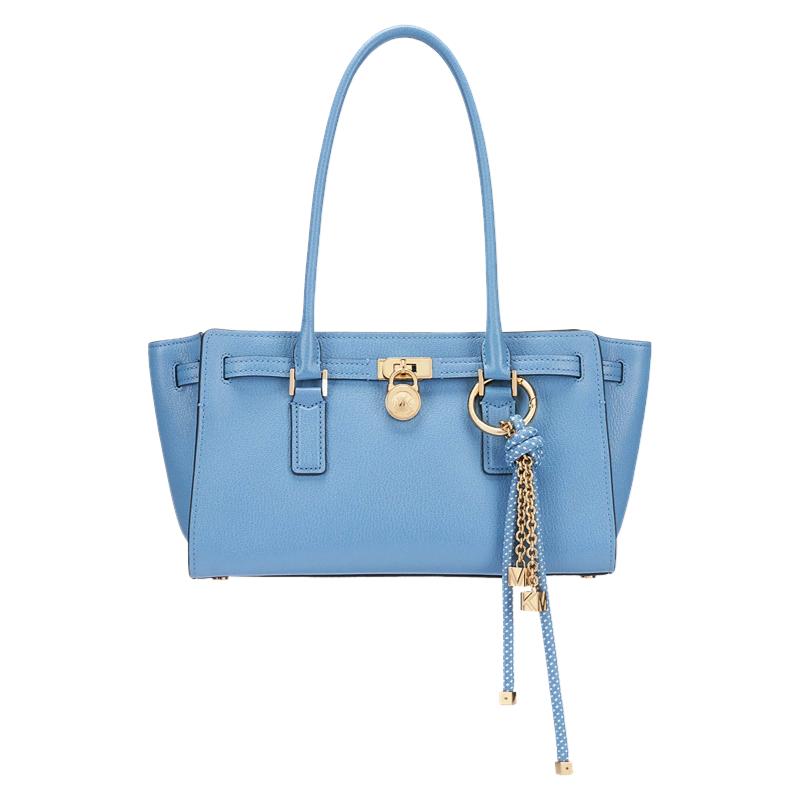 MICHAEL KORS Hamilton MODERNE logo charm gold hardware tote bag tote bag shopping bag cow leather shoulder bag small size women's light blue