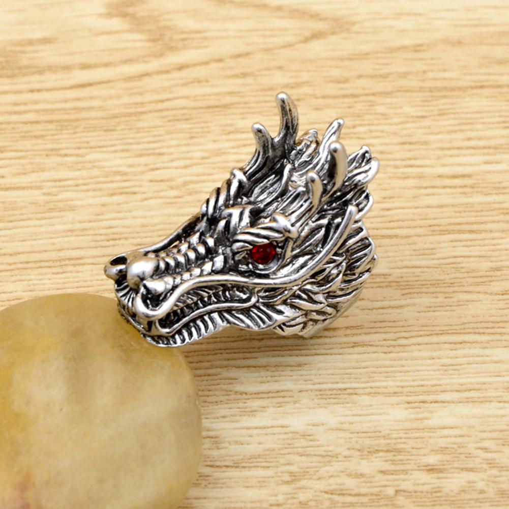 Панк-мужское кольцо с кубическим цирконием, инкрустированное резной головой дракона, кольцо на палец, вечерние ювелирные аксессуары, подарки