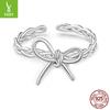 Woven Bow Open Ring Women'S, Pop Jewelry S925 Sterling Silver Ring