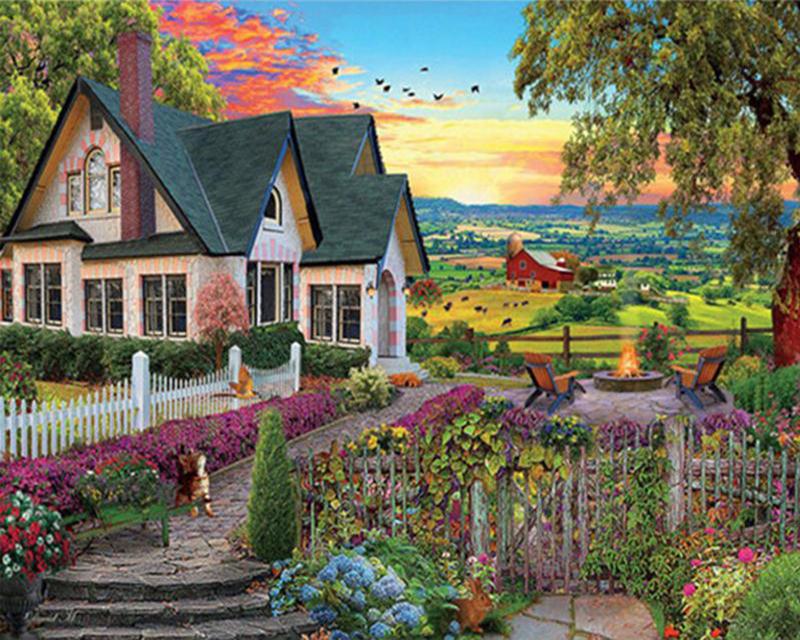 5D алмазная живопись дом картина горный хрусталь Алмазная вышивка пейзаж полный квадратный круглый ремесленный декор для дома