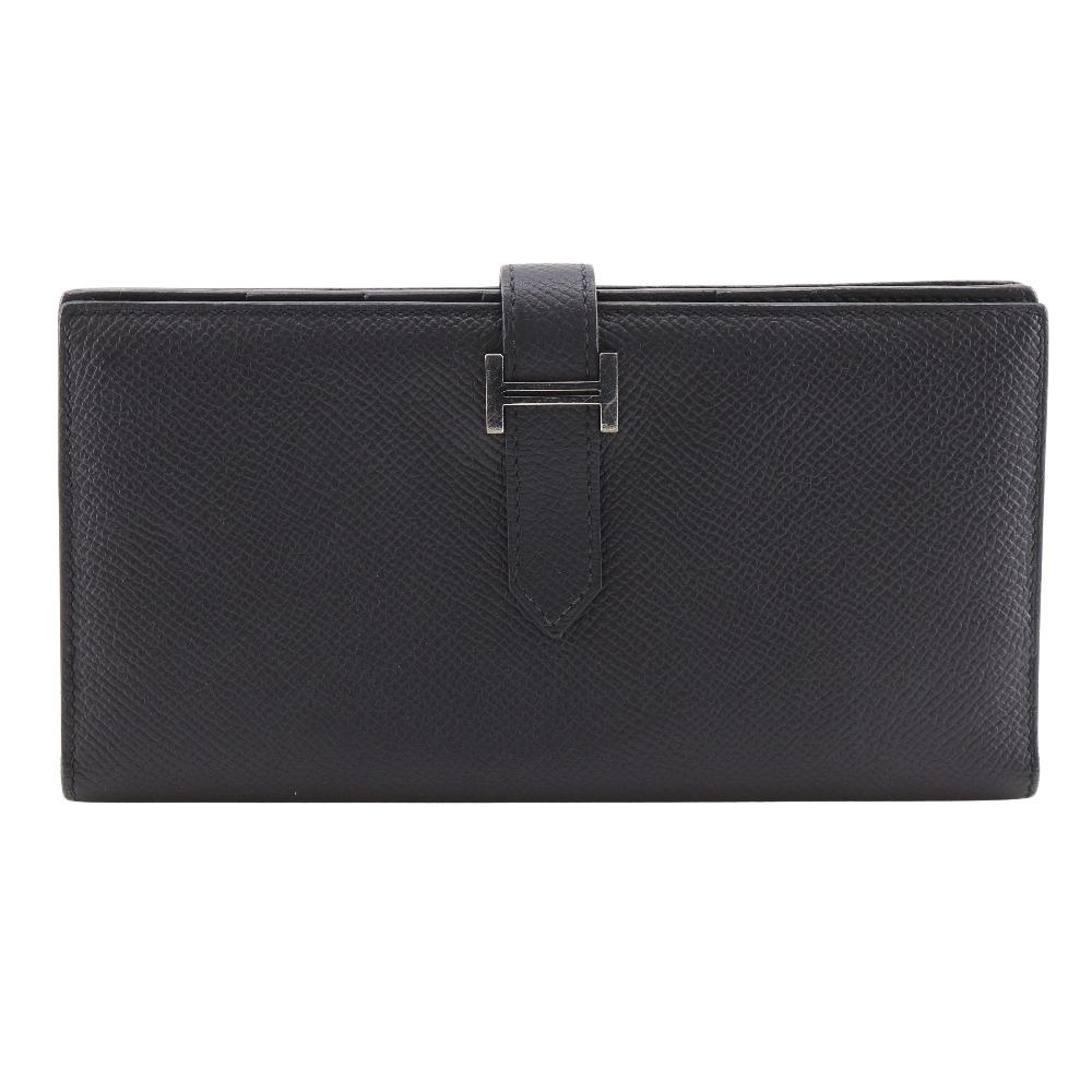 HERMES Beansufla Purse black Epsom unisex Used
