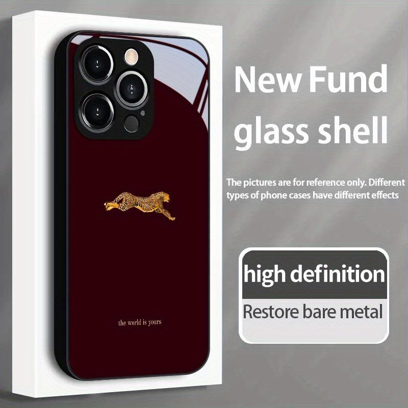 Чехол из закаленного стекла с леопардовым принтом винно-красного цвета для iPhone 17 Pro Max 16 15 14 13 12 11 Pro 16E 17Air 7 8 Plus XR XS X