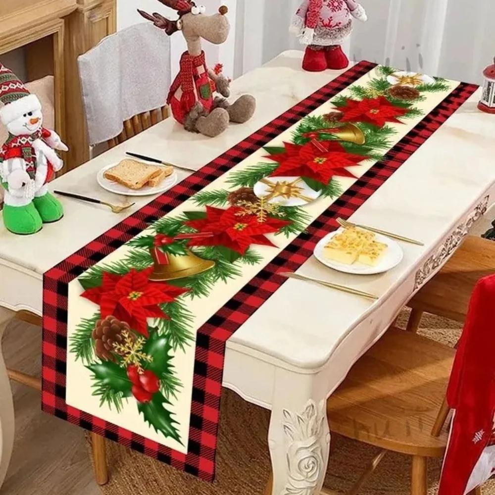 New Santa Claus Christmas Table Runner Elk Snowman Christmas Tablecloth New Year Xmas Table Flag Cover Home Decor