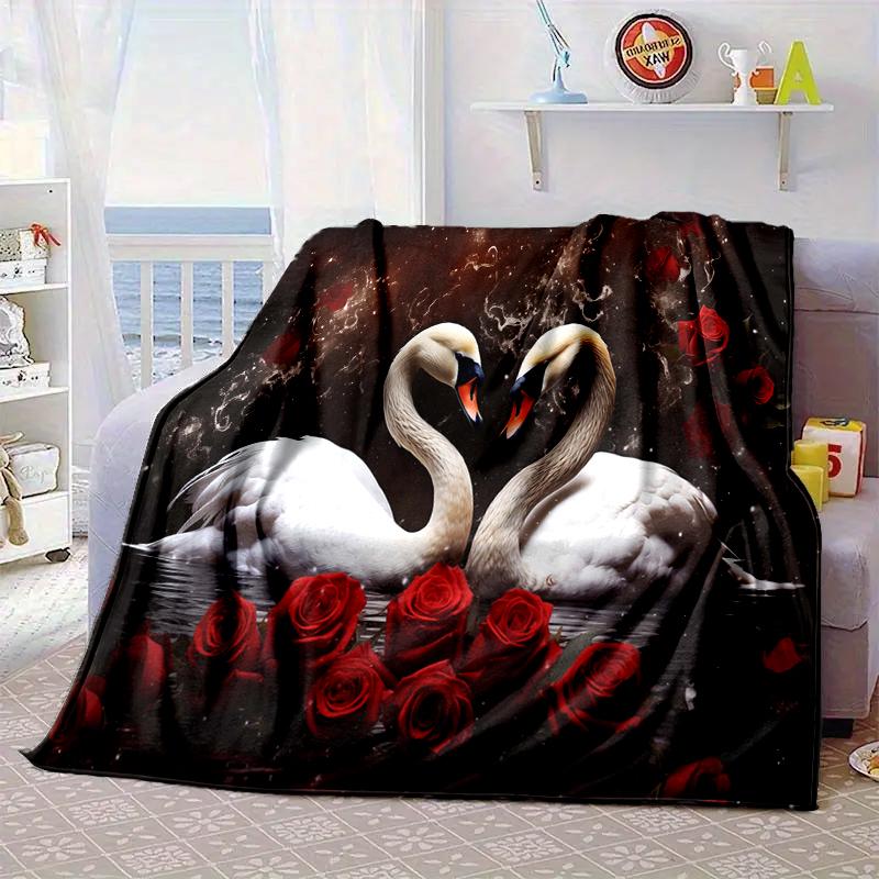 Swan And Lotus Fantasy Blanket Flannel Blanket Throw Blanket Sofa Cover Blanket Soft Premium Blanket Picnic Blanket Tv Blanket Gifts