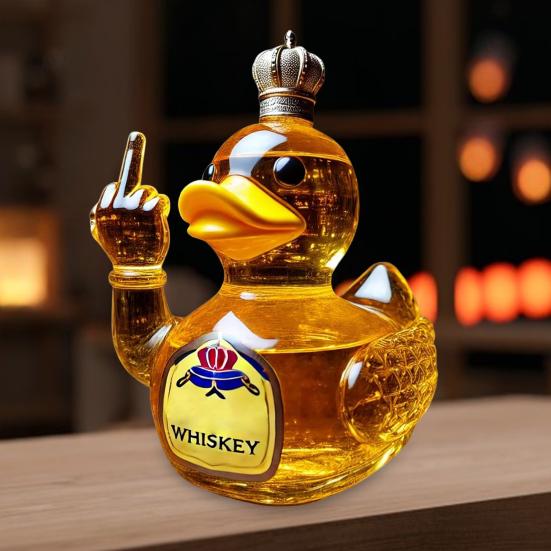 Middle Finger Duck Bottle Funny Whiskey Bottle Duck-shaped Alcohol Bottle Funny Duck Decanter for Bar Office Home Prank Gift