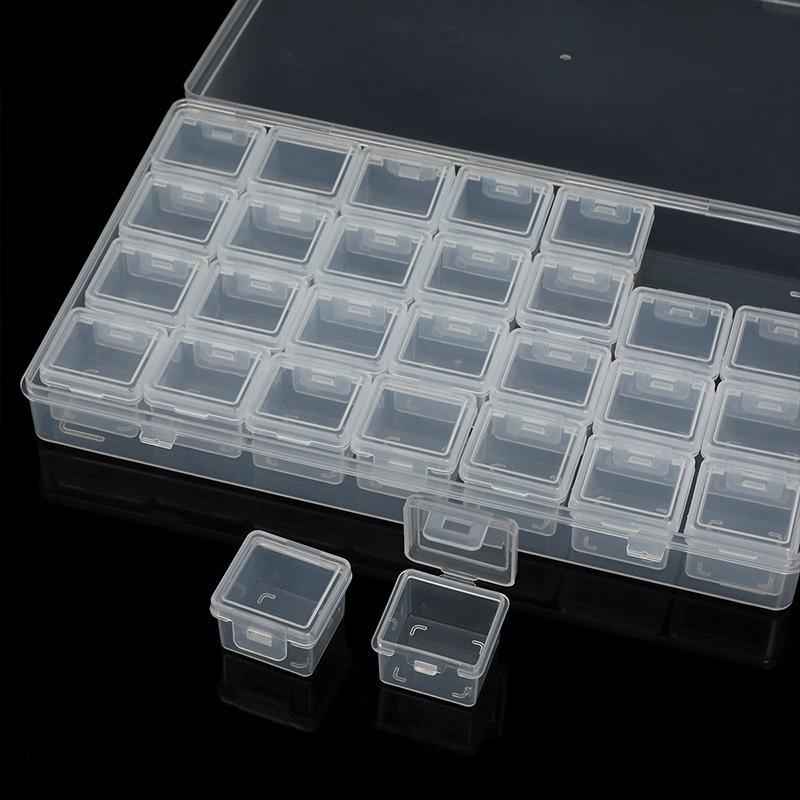 Маленький прозрачный пластиковый органайзер для бисера, контейнеры для хранения бисера и страз с откидной крышкой для хранения мелких предметов, рукоделия, ювелирных изделий