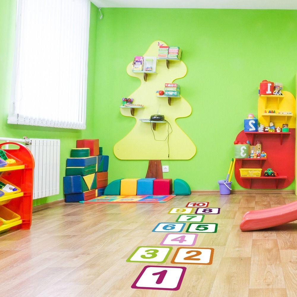 Multicolor Hopscotch Floor Stickers Parent-child Number Grid Sticker  Nursery Decals