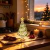 Christmas Tree Ornament Hand Blown Glass Figurine with Golen Star, Atmosphere Decor Mini Xmas Ornament, Handmade Desktop Holiday Decoration