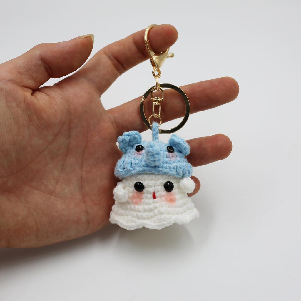 Creative Crocheted Little Ghost Hand Woven Pendants Halloween Decoration Handmade Yarn Crochet Bag Key Pendant Gift Home Decor