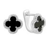 Silver Earrings with Natural Onyx, Cubic Zirconia (60002100)