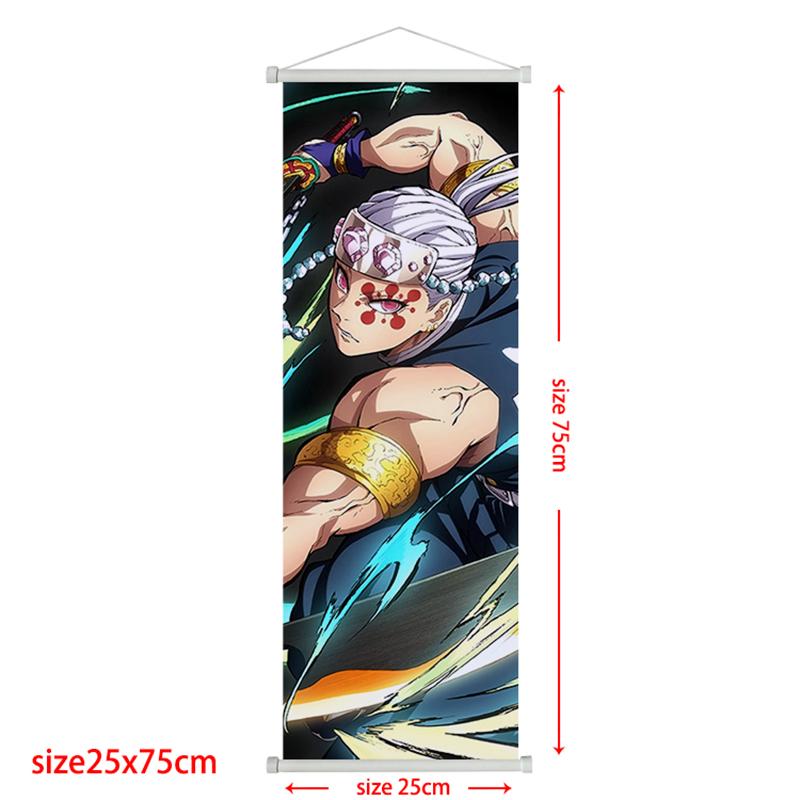 Demon Poster Rengoku Scroll Slayer Kyoujurou Home Decor Kamado Tanjirou Living Decoration Hanging Painting Kids Gift Posters