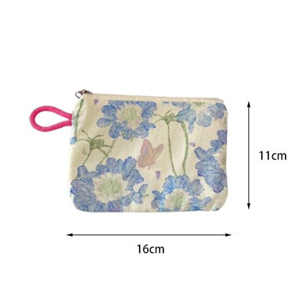 Creative Mini Lipstick Key Cosmetic Bag Zipper Flower Pattern Coin Purse Data Cable Storage Pouch for Women Girls