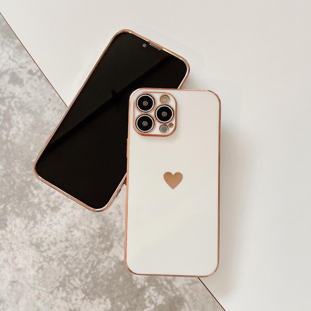 Чехлы с покрытием для iPhone 12 11 13 Pro Max Чехол с гальваническим покрытием Love Heart для iPhone 11 Pro Max 13 Mini Xr Xs Max X 8 7 Plus