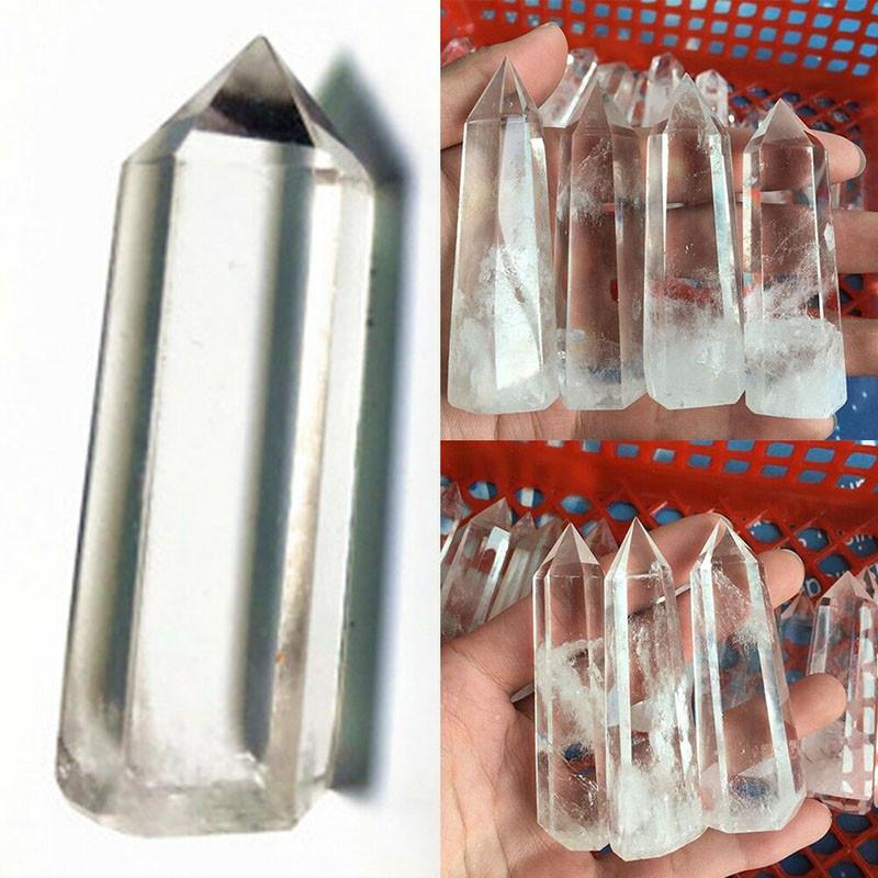 Natural White Clear Quartz Crystal Point Healing Wand Mineral Ornament Specime