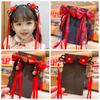 2pcs Bow New Year Headwear Tassel Red Wig Braid Hairpin Hair Accessories Children Hair Clip
