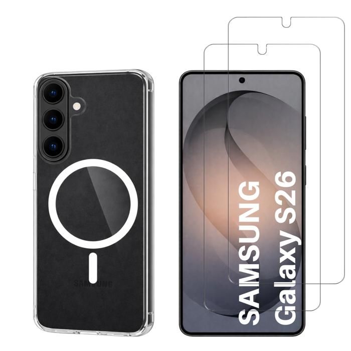 Coque avec Cercle magnétique pour Samsung Galaxy S26 et 2 Verres Trempé Film Protection Ecran Phonillico®