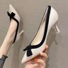 Bow High Heels  New Single Layer Shoes Women Korean Niche Design Stiletto Women's Shoes