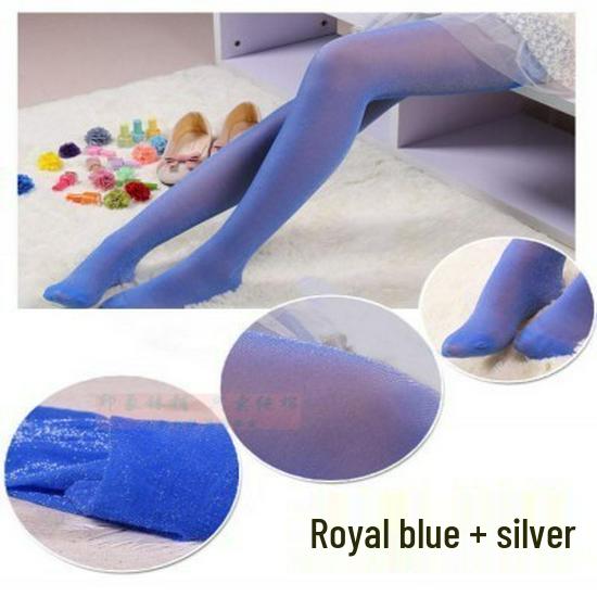 Pearlescent Glitter Lurex Pantyhose - Black, Open Crotch, Plus Size, Ultra-Thin, Sexy Silver Thread, Colorful and Shiny.