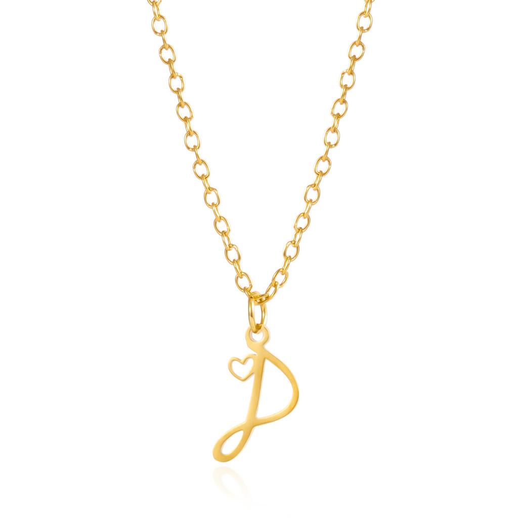 Золотое ожерелье-подвеска с алфавитом в форме сердца на цепочке О для дам, летний стиль