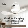 Multifunctional Picnic Cooling Device 2-in-1 Portable Ceiling Fan Rechargeable Wireless Tent Fan with LED Light Remote Control 4 Speeds,