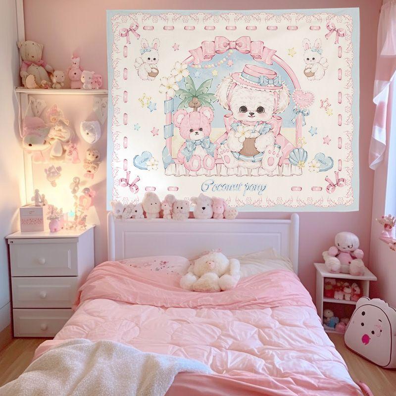 Goodnight Sleepwear Lamb Bear Tapestry Wall Hanging Home Decor for Bedroom Living Room Dorm Retro Border Cartoon